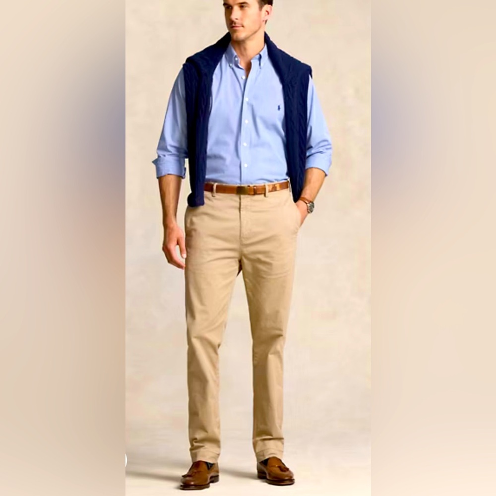 Polo Ralph Lauren 42Bx30 Stretch Classic Fit Chino Casual Khaki Tan Men’s Pants